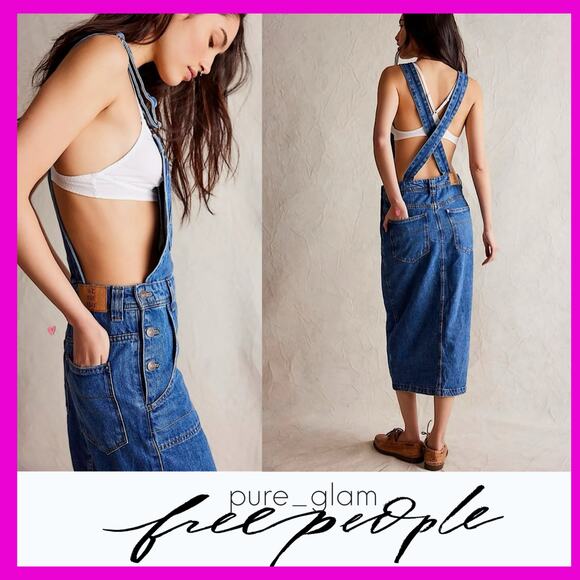 Free People Dresses & Skirts - Free People skirtall jumper dress in denim | XS